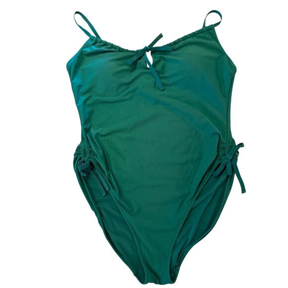Aerie Green One-Piece Swimsuit | Cheeky | Adjustable Tie Sides & Front | XL - Picture 2 of 7